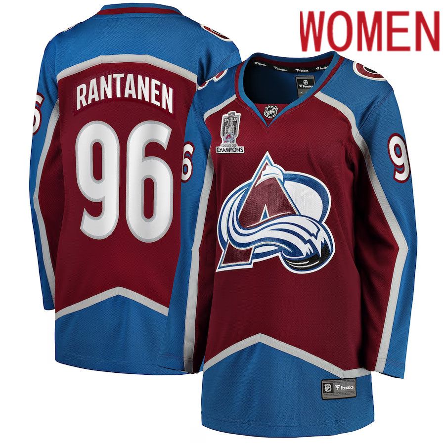 Women Colorado Avalanche 96 Mikko Rantanen Fanatics Branded Burgundy Home 2022 Stanley Cup Champions Breakaway Player NHL Jersey